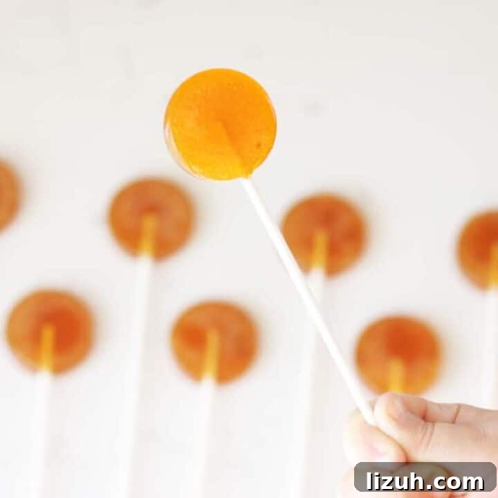 honey lollipops laid out on a counter