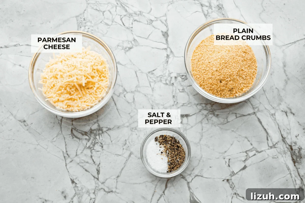 Overhead shot of breadcrumb topping ingredients.