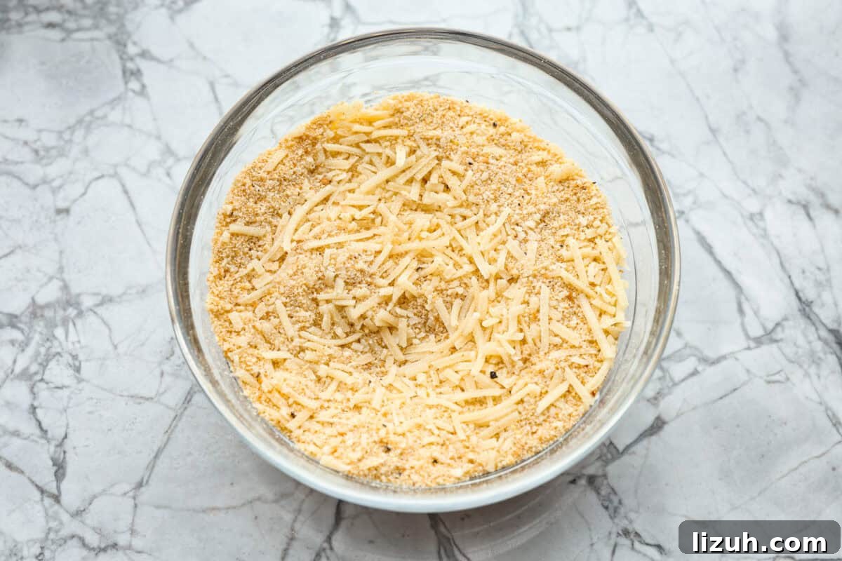 Overhead shot of crumb topping ingredients mixed in a bowl. 