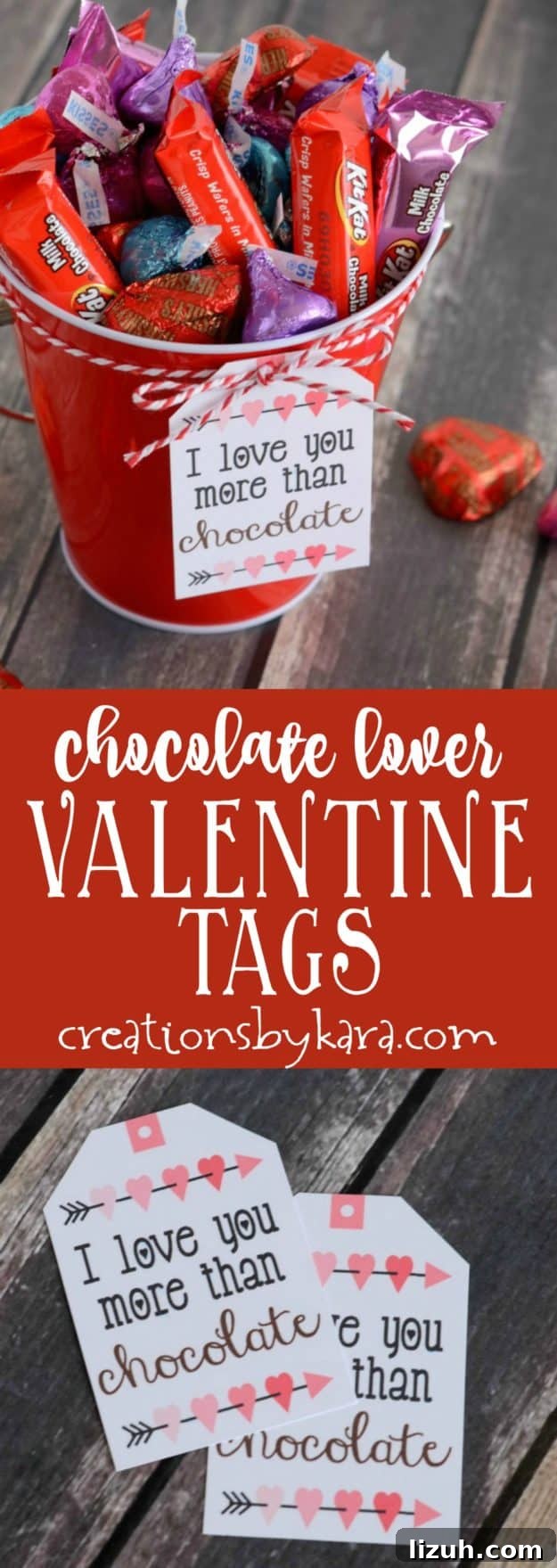 Chocolate Lover Valentine's Gift Baskets. Chocolate Lover Valentine gift tags collage
