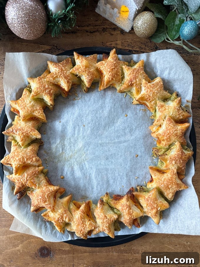 Wreath fresh out of the oven, looking golden brown and Delicious. 