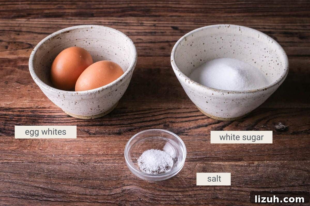 Meringue Kisses ingredients.