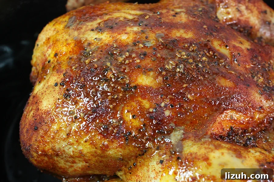 Classic Chicken Pot Pie Recipe: Flaky Crust and Creamy Filling 3 Slow cooker roasted chicken in a crock pot.