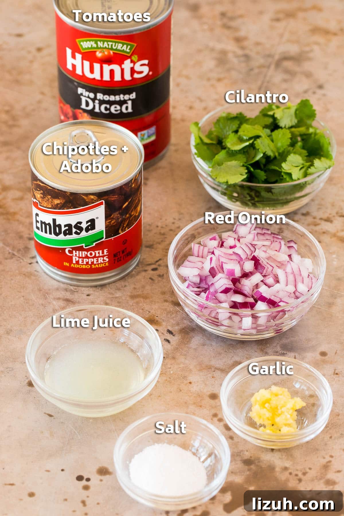 Authentic Chipotle Salsa Recipe for Smoky, Flavorful Dips 3 Ingredients including canned tomatoes, chipotle peppers, cilantro, red onion and seasonings.