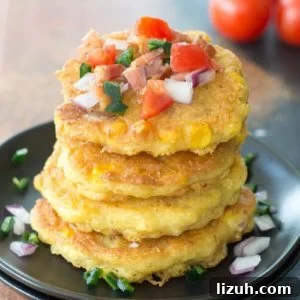 Spicy Green Chile Corn Fritters with Honey-Lime Dip 5 These Green Chile Corn Fritters are loaded with Tex Mex flavor and bacon! This is the perfect easy appetizer or gluten free dinner!