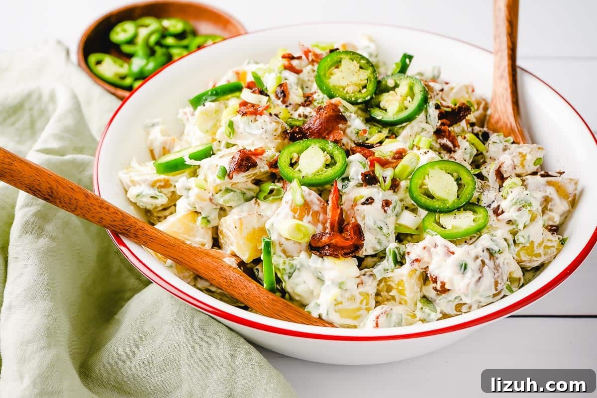 Spicy Jalapeño Popper Potato Salad Recipe 2 Jalapeno Popper Potato Salad in Bowl