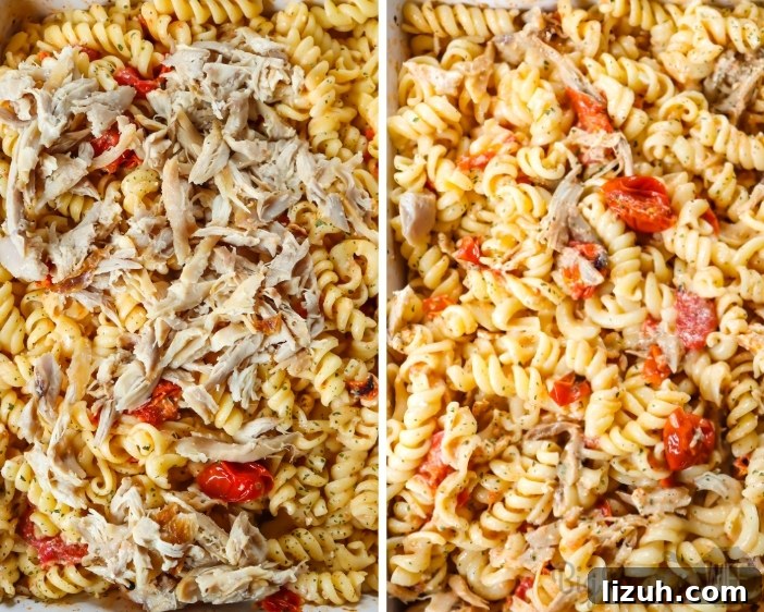 Baked Chicken and Feta Pasta TikTok Recipe 8 Pasta with chicken mixed in