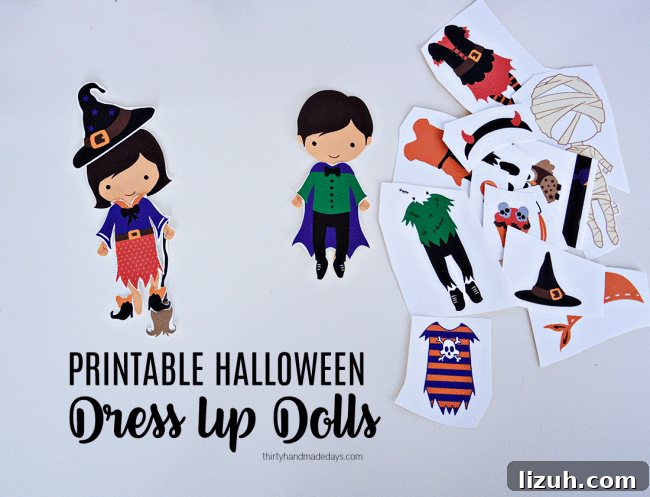 Printable Halloween Paper Dolls: DIY Costume Cutouts for Kids 2 Printable Halloween Dress Up Dolls- these are adorable to use for the holidays! from www.thirtyhandmadedays.com