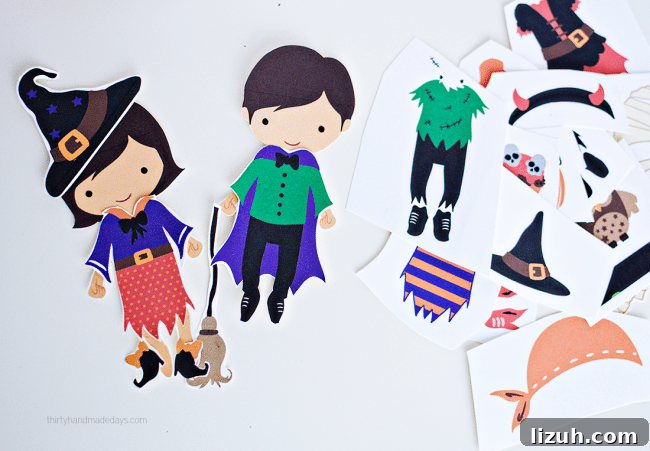 Printable Halloween Paper Dolls: DIY Costume Cutouts for Kids 3 Printable Halloween Dress Up Dolls- these are adorable to use for the holidays! from thirtyhandmadedays.com