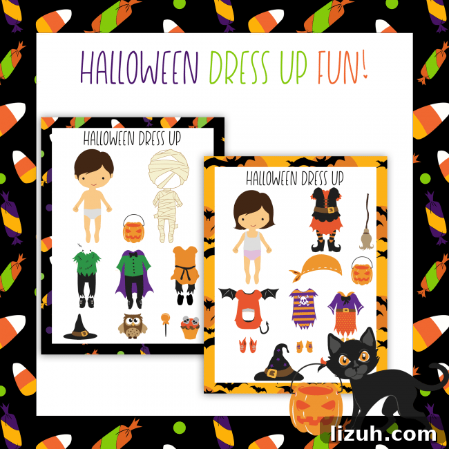 Printable Halloween Paper Dolls: DIY Costume Cutouts for Kids 5 Printable Halloween Dress Up Dolls- these are adorable to use for the holidays! www.thirtyhandmadedays.com
