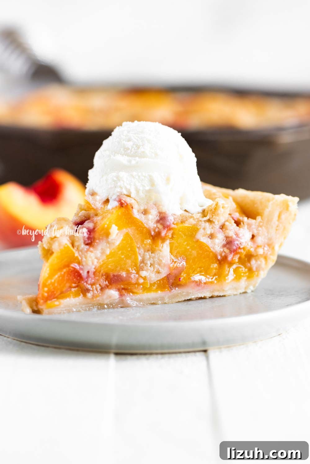 Brown Sugar Peach Crumble Pie Recipe — Rustic Summer Dessert 3 Brown Sugar Peach Crumble Pie Recipe | All Images © Beyond the Butter, LLC