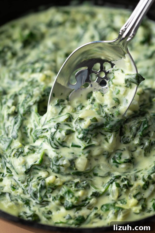 Savory Vegetarian Thanksgiving Menu Ideas for a Memorable Feast 11 creamed spinach recipe in a cast iron skillet