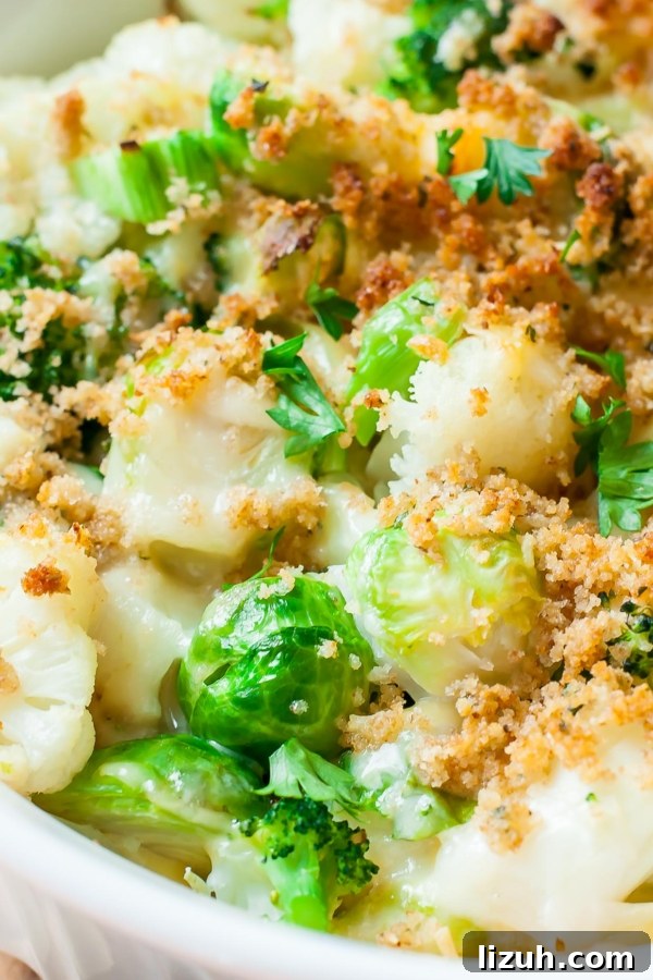 Savory Vegetarian Thanksgiving Menu Ideas for a Memorable Feast 13 Cauliflower Broccoli Brussels Sprout Gratin