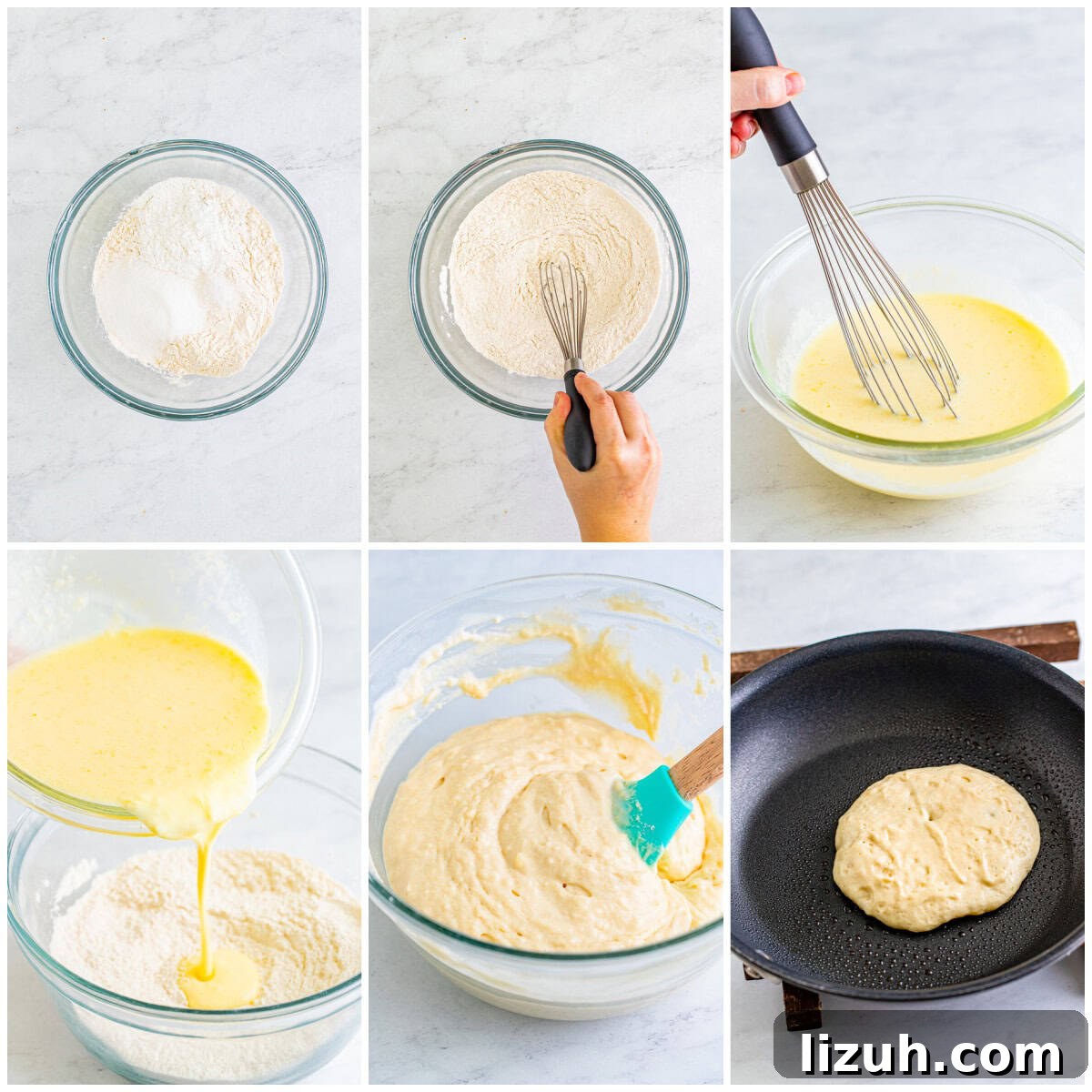 Step by step photos on how to make The Best Buttermilk Pancakes.