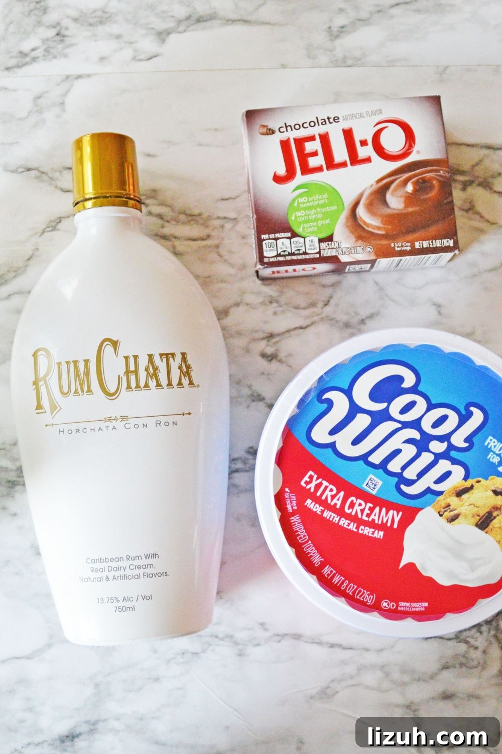ingredients for Rumchata Pudding Shots on table 