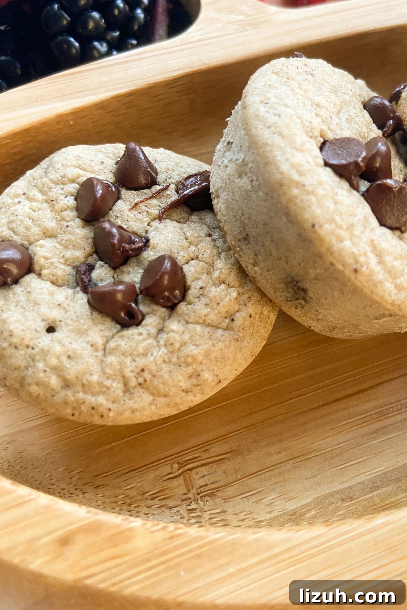 Chocolate Chip Oat Muffins Recipe – Moist, Homemade Morning Muffins 6 Chocolate chip oat muffins served on a wooden plate