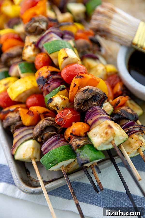 Grilled Vegetable Skewers: Flavorful Gluten-Free Summer Recipe 2 Closeup of colorful Grilled Veggie Skewers Recipe
