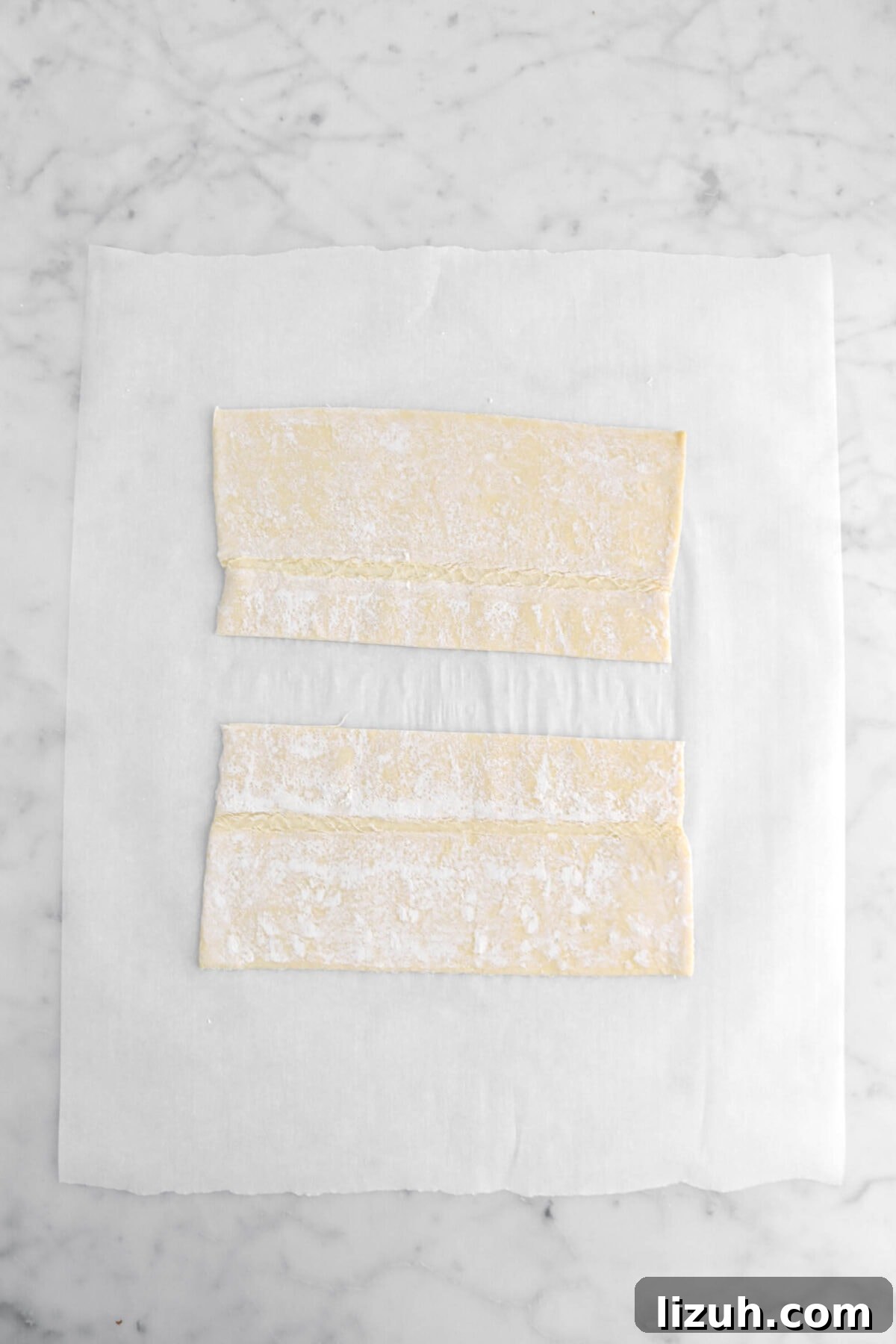 puff pastry cut in half.