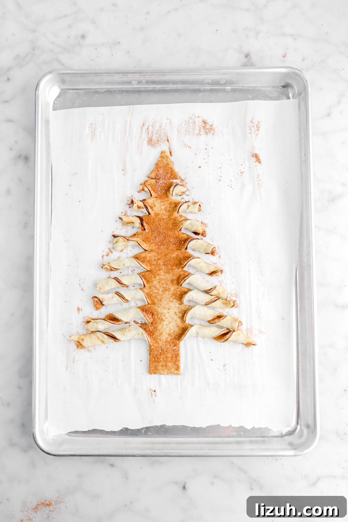 puff pastry tree on sheet pan.