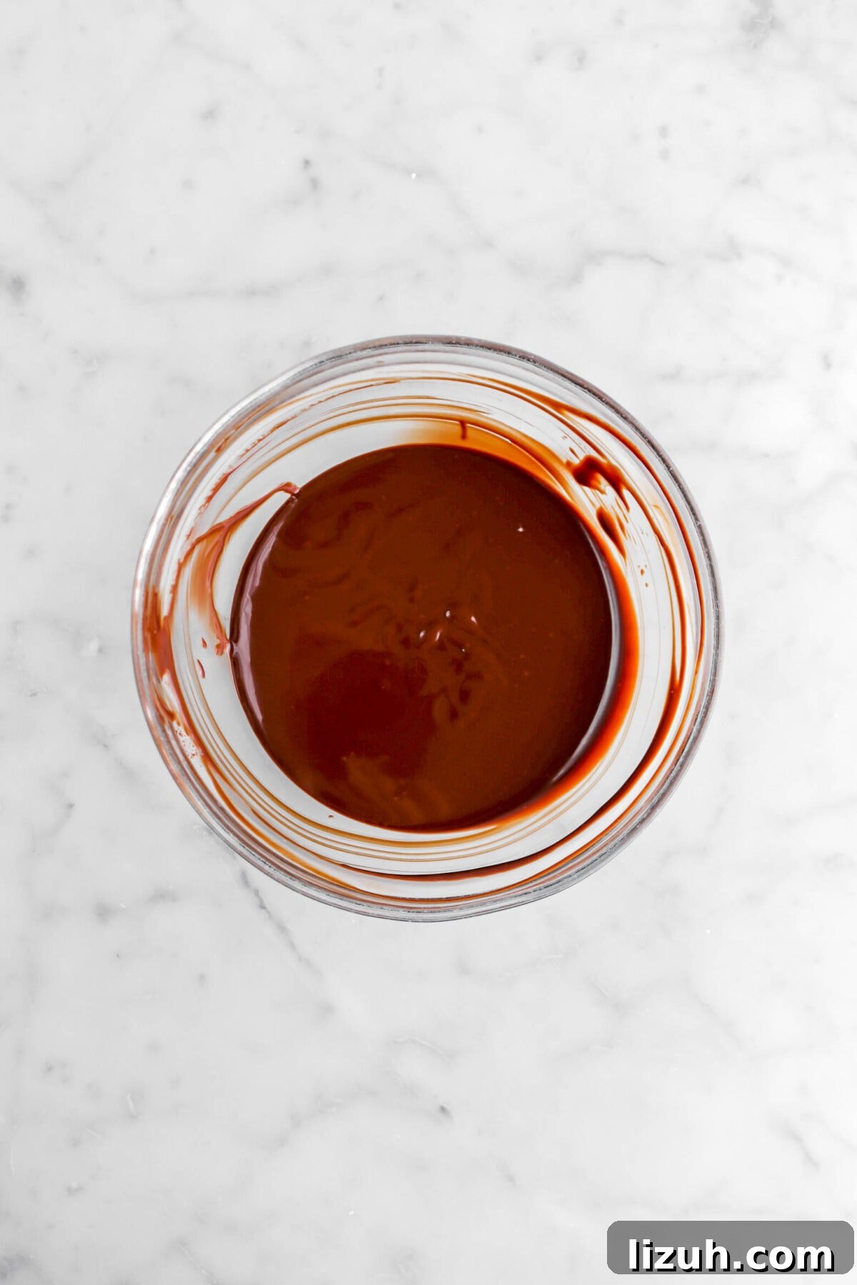 ganache in glass bowl.