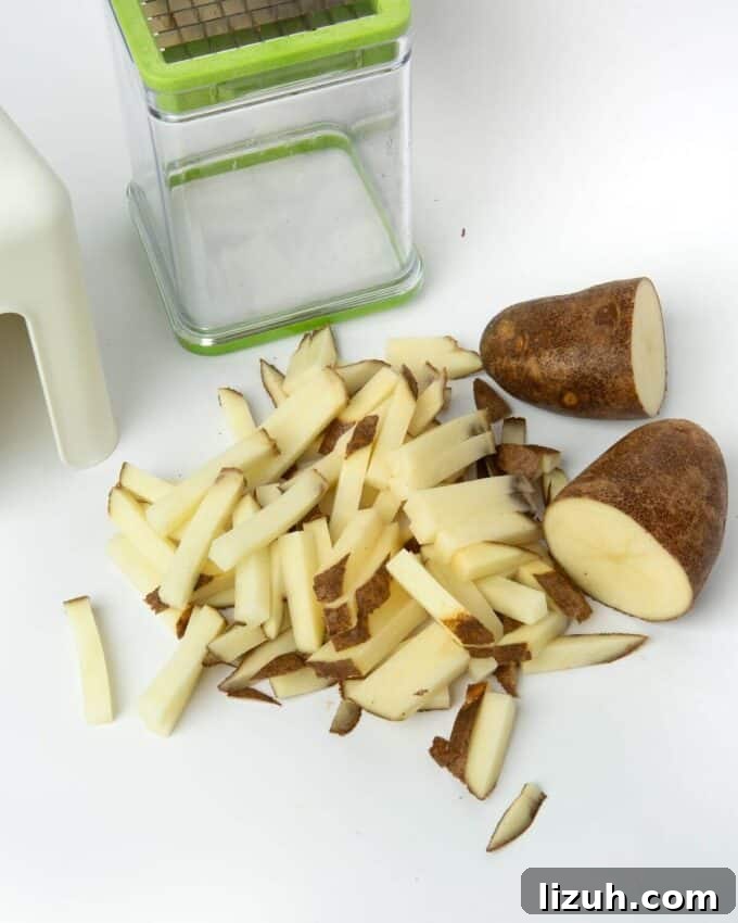 Crispy Air Fryer French Fries: Perfect Golden Recipe 6 raw potato cut into fries