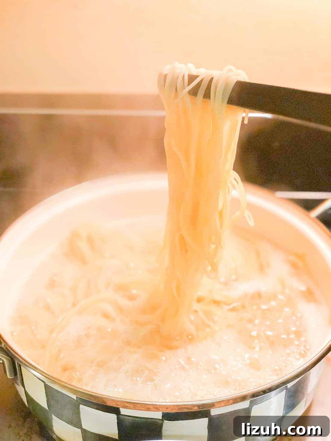 steaming spaghetti
