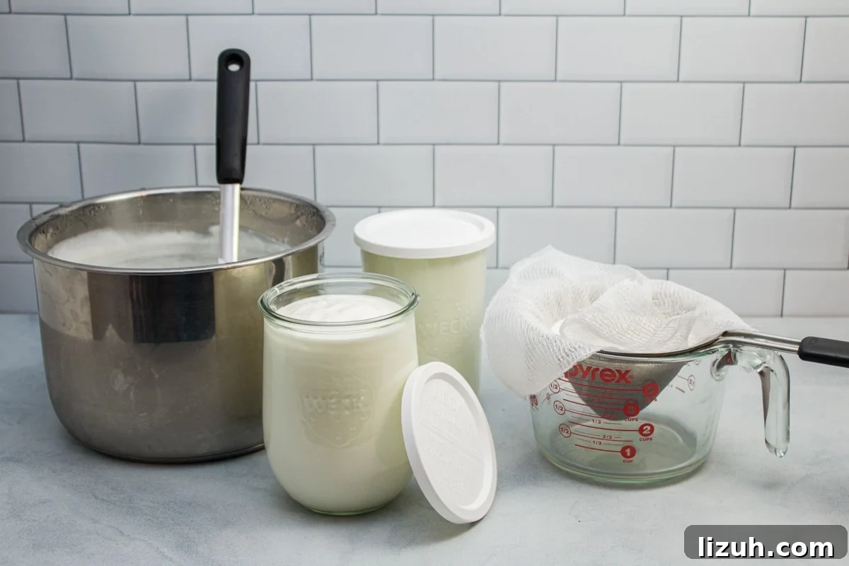 How to Make Creamy Instant Pot Yogurt at Home 3 Instant Pot and supplies with a fresh batch of homemade yogurt.
