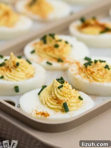 No Mayo Deviled Eggs: Skip the mayo in this appetizer favorite - guaranteed to be a hit at any party!
