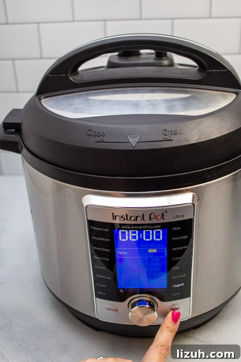 How to Make Creamy Instant Pot Yogurt at Home 10 Setting an Instant Pot to 8 hours on medium heat for a yogurt cycle.