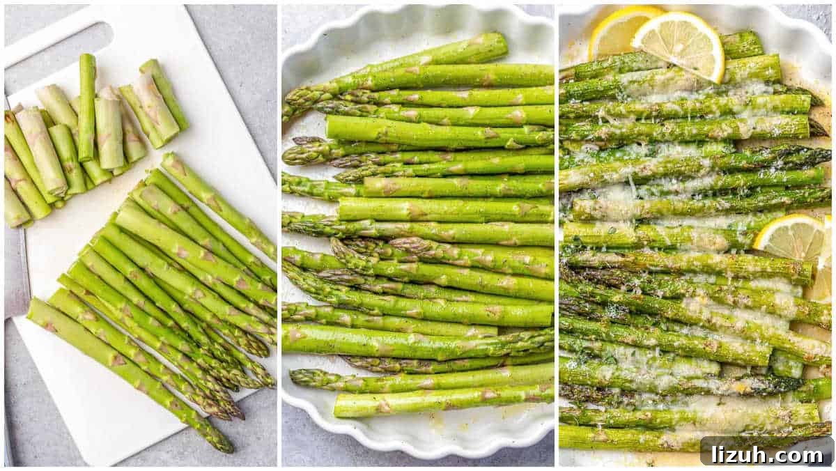 Crispy Parmesan-Roasted Asparagus — Oven-Baked Recipe 4 process shot for baked parmesan asaparagus.