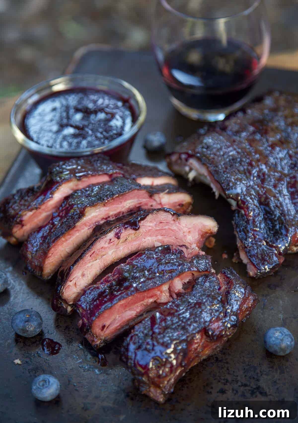 Blueberry Bourbon Glazed Baby Back Ribs Recipe 10 Blueberry Bourbon Ribs on a sheetpan