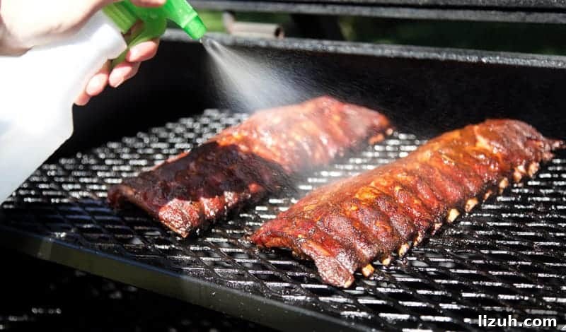 Blueberry Bourbon Glazed Baby Back Ribs Recipe 7 When to sprits ribs on the smoker
