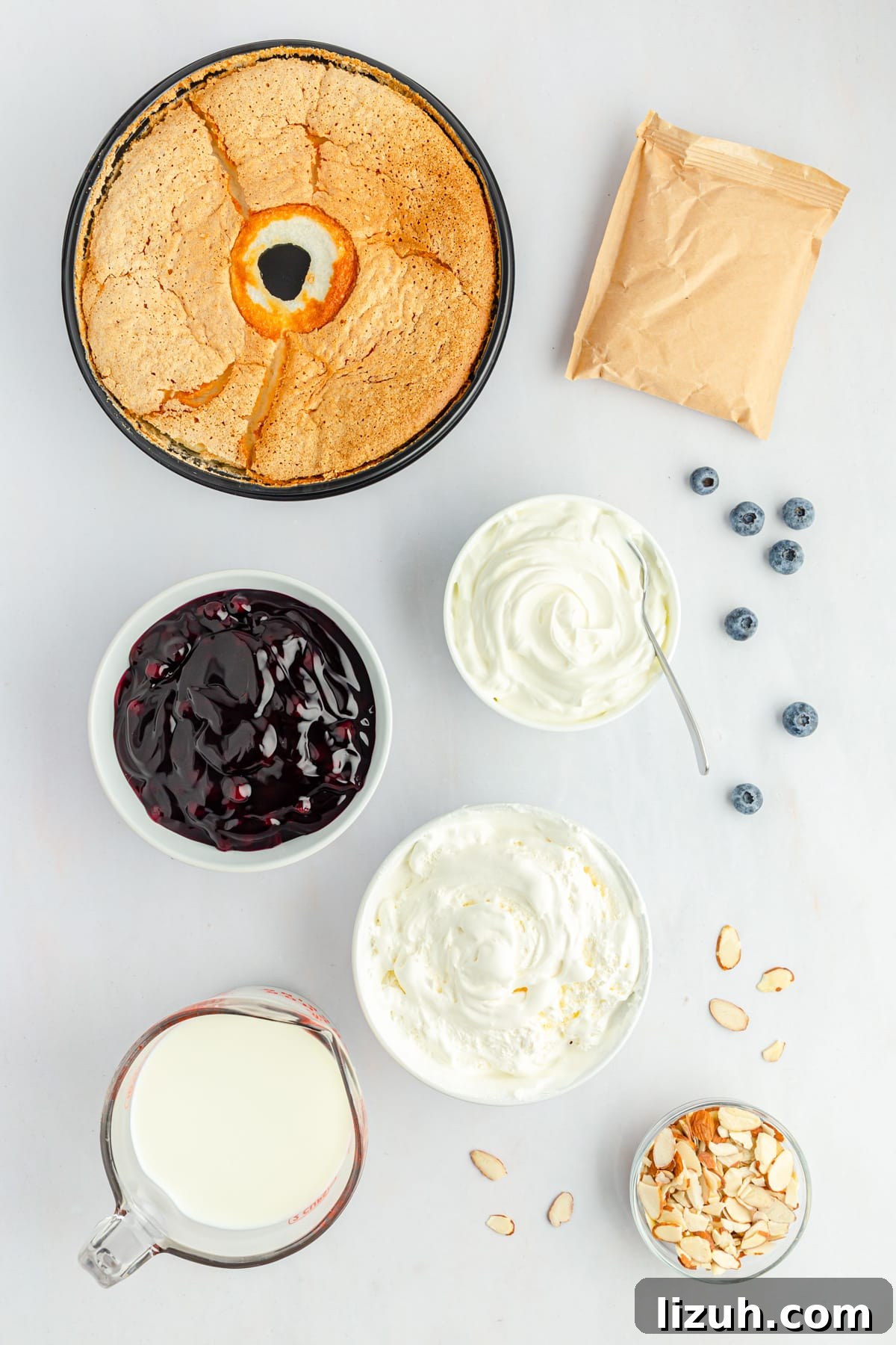 No-Bake Blueberry Angel Food Cake Recipe 3 blueberry angel food cake trifle ingredients
