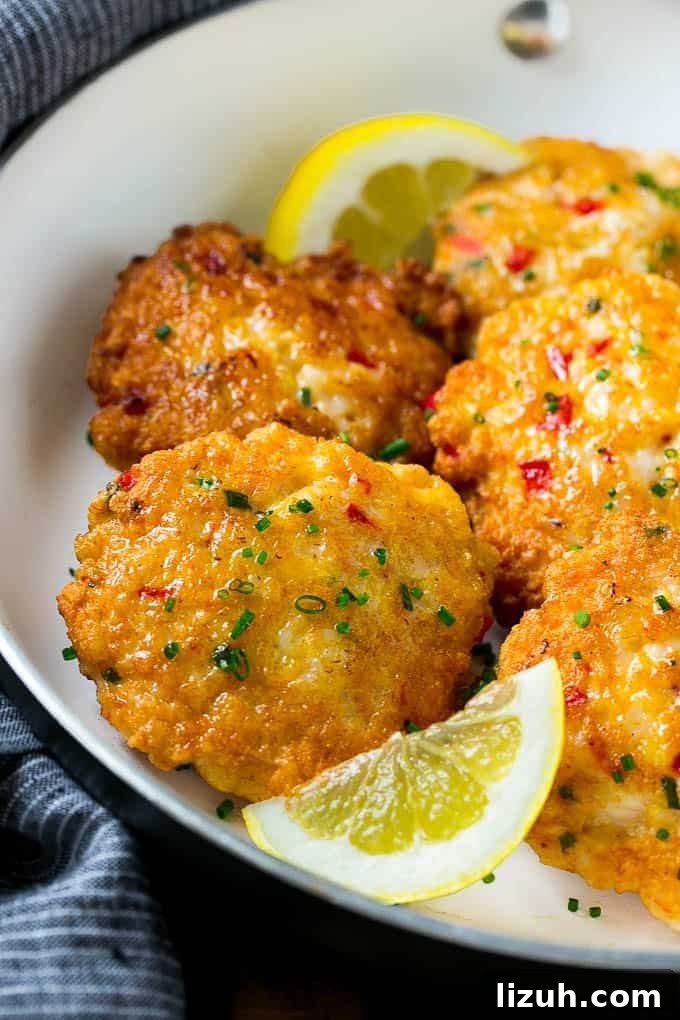 Crispy Shrimp Cakes with Garlic-Lime Dipping Sauce 10 These easy shrimp cakes are loaded with veggies and herbs and pan seared to golden brown perfection in a bowl