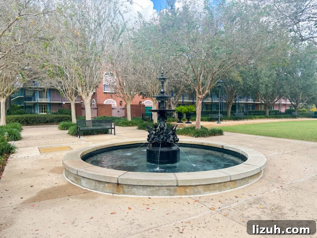Disney's Port Orleans Resort – French Quarter: Guide & Tips 4 fountain at Port Orleans French Quarter.