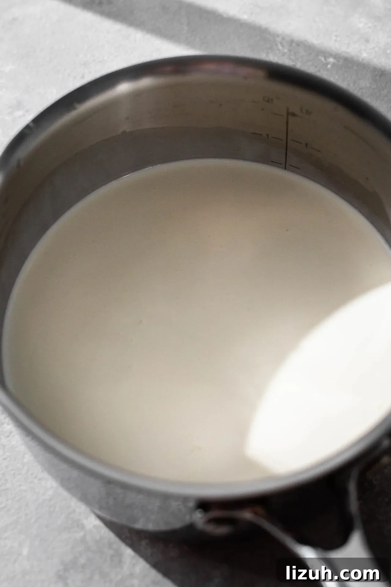 pastry cream milk and cream combined in pot