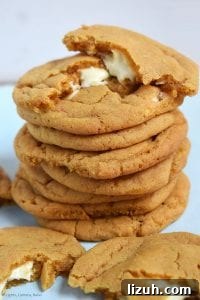 Butterscotch Cookies Stuffed with White Chocolate Center 4 White Chocolate Stuffed Butterscotch Cookies. Chewy butterscotch pudding cookies packed full of white chocolate for a melty, gooey middle. These use a butterscotch pudding mix to give the strong butterscotch flavour and to add chew to the cookie. #butterscotchcookies