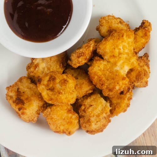 frozen chicken nugget cooked up crispy and juicy with barbecue sauce