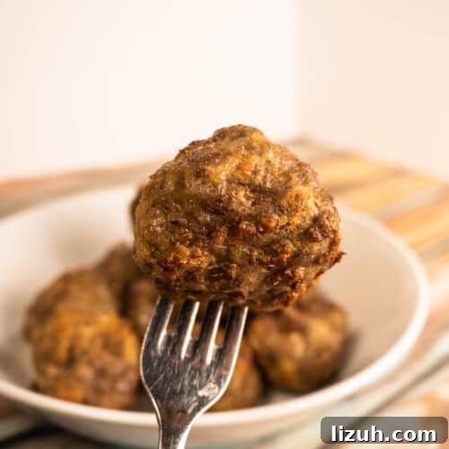 air fryer meatballs close up