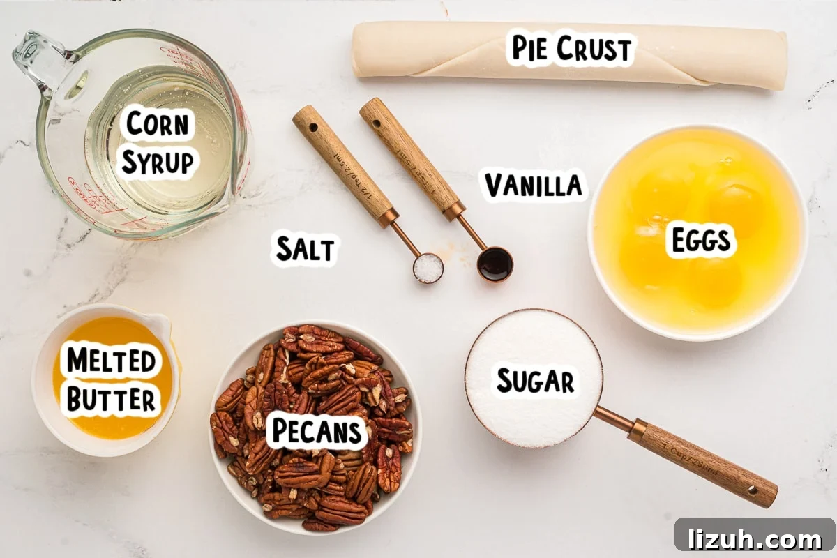 ingredients for pecan pie on a table.