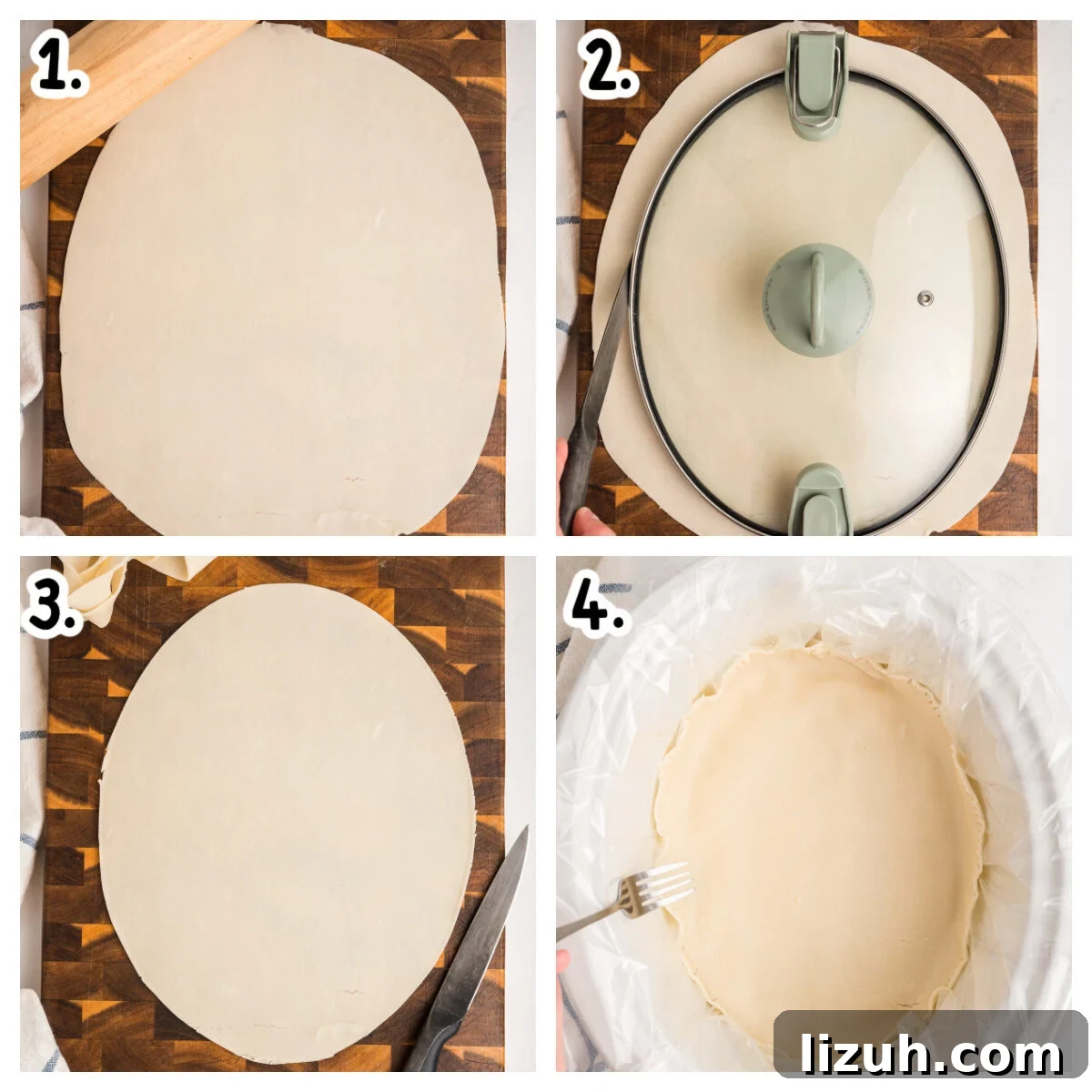 How to put store bough crust into slow cooker collage.