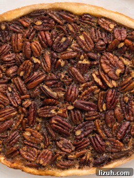 close up of pecan pie.