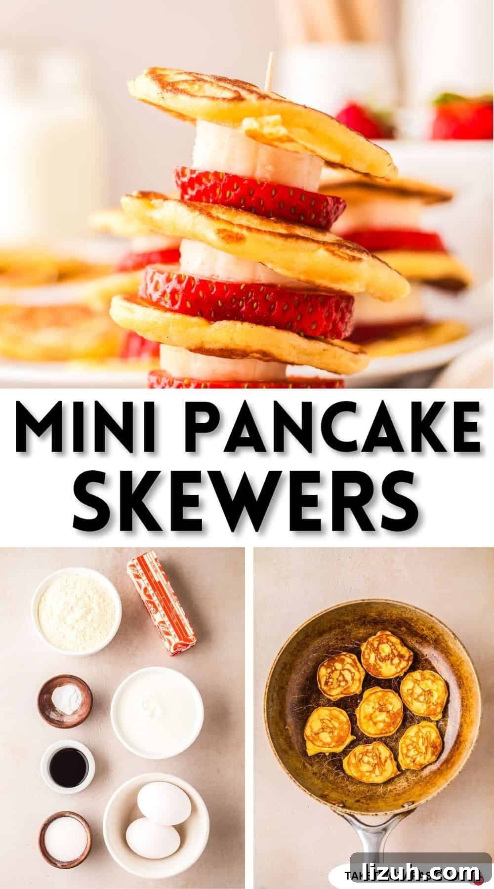Pinterest pin image for mini pancake skewers recipe