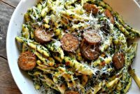 Roasted Kale Pesto Pasta with Toasted Pine Nuts (Vegan)
