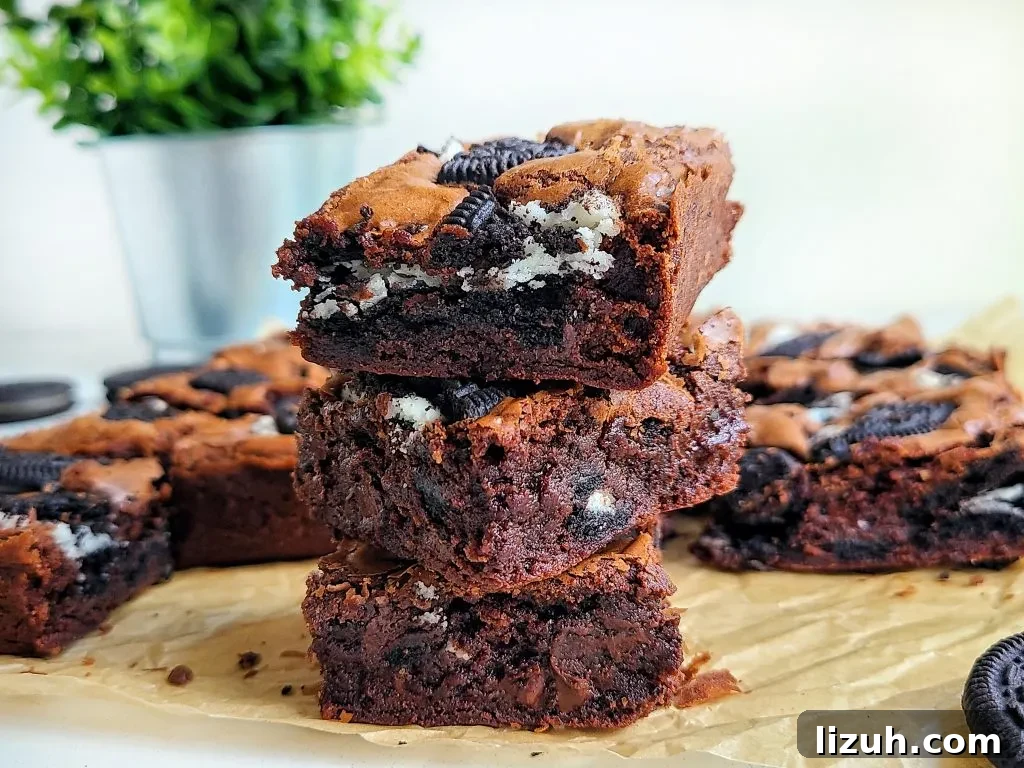 Chewy Oreo-Stuffed Brownies: Ultimate Chocolate Cookie Treat 2 fudgy oreo brownies