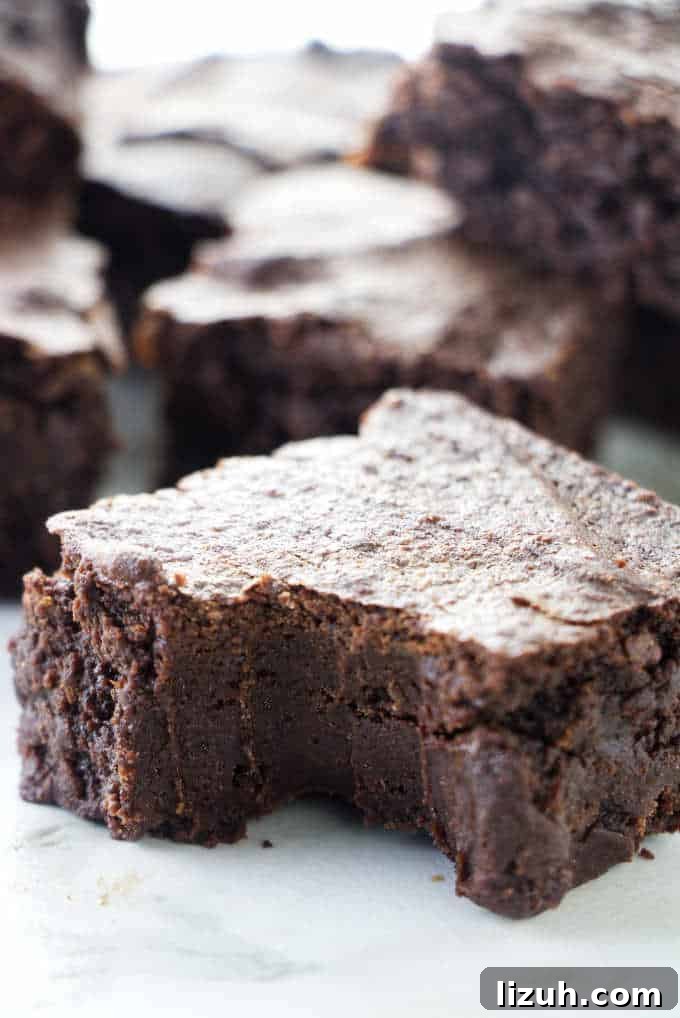 Chewy Air Fryer Brownies: Quick Fudgy Chocolate Recipe 4 A partially eaten air fryer brownie.