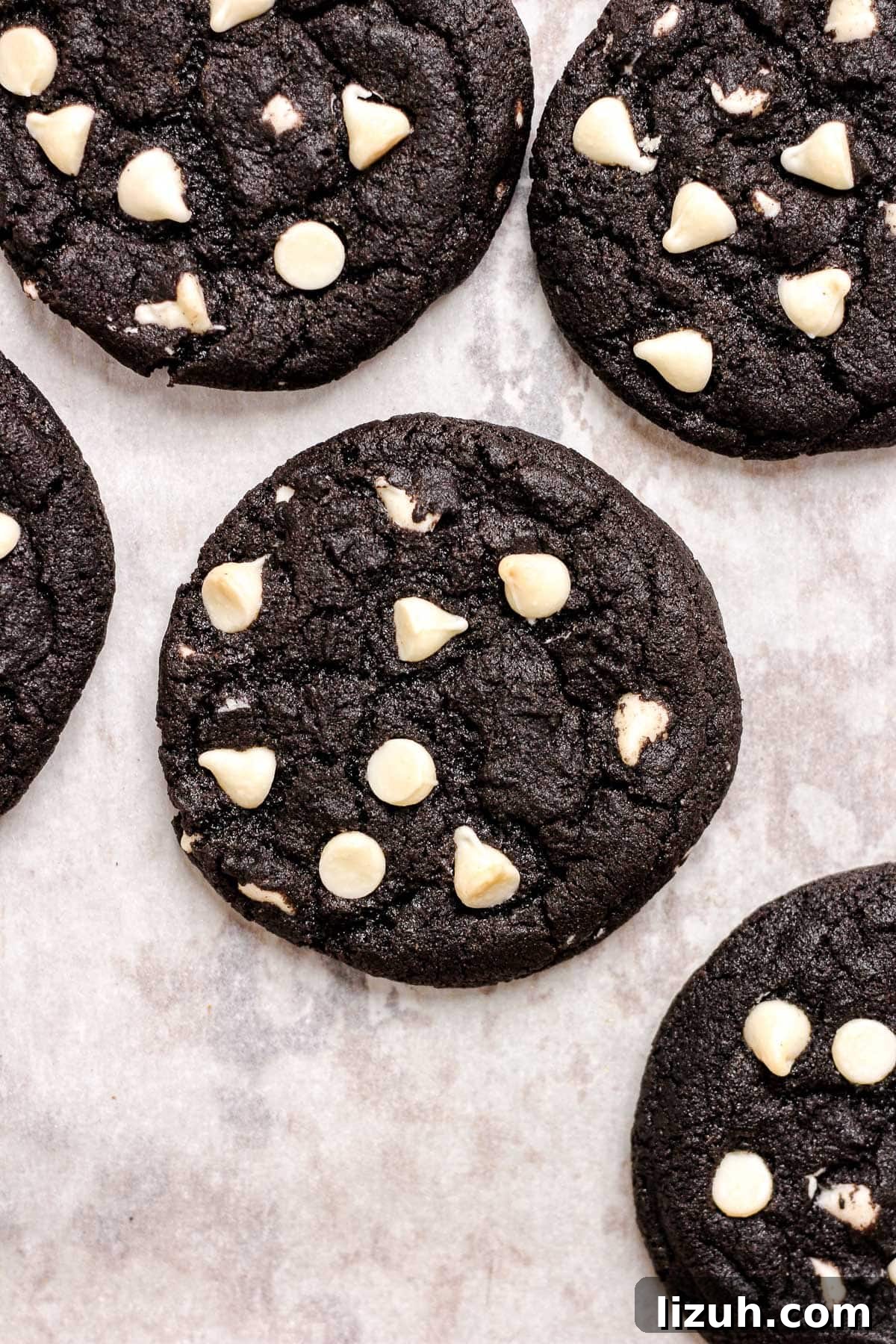 Inside out chocolate cookies with white chocolate chips