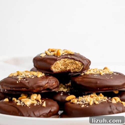 No bake peanut butter cookies on a white plate.
