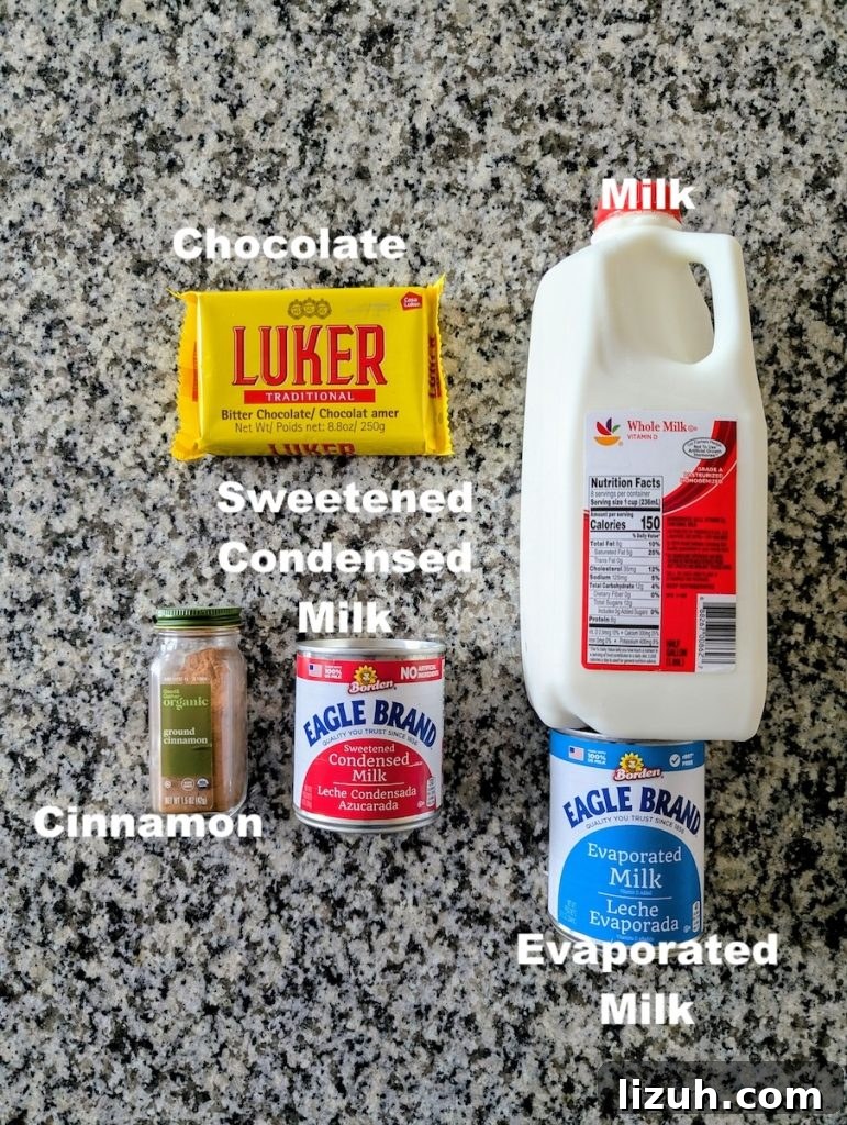 Ingredients for hot chocolate