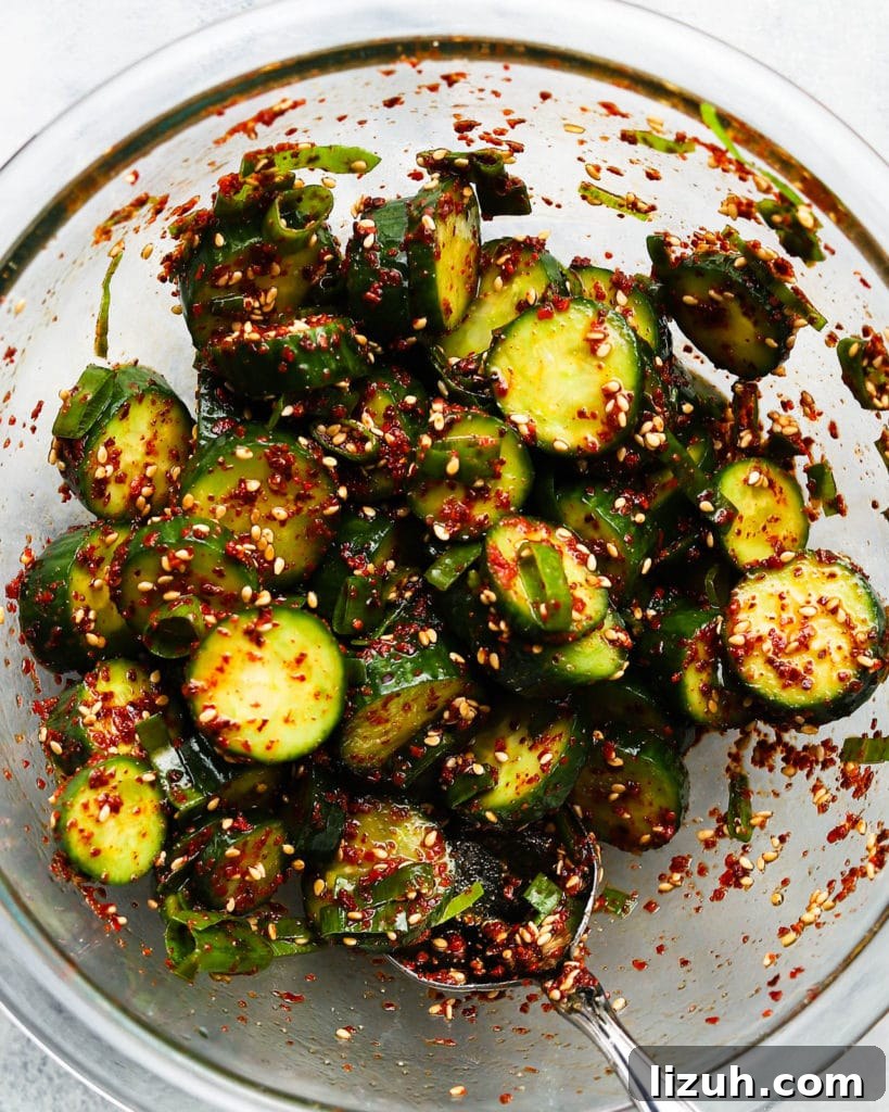 Korean Oi Muchim: Spicy Sesame Marinated Cucumber Salad 5 Korean Marinated Cucumbers (Oi Muchim)